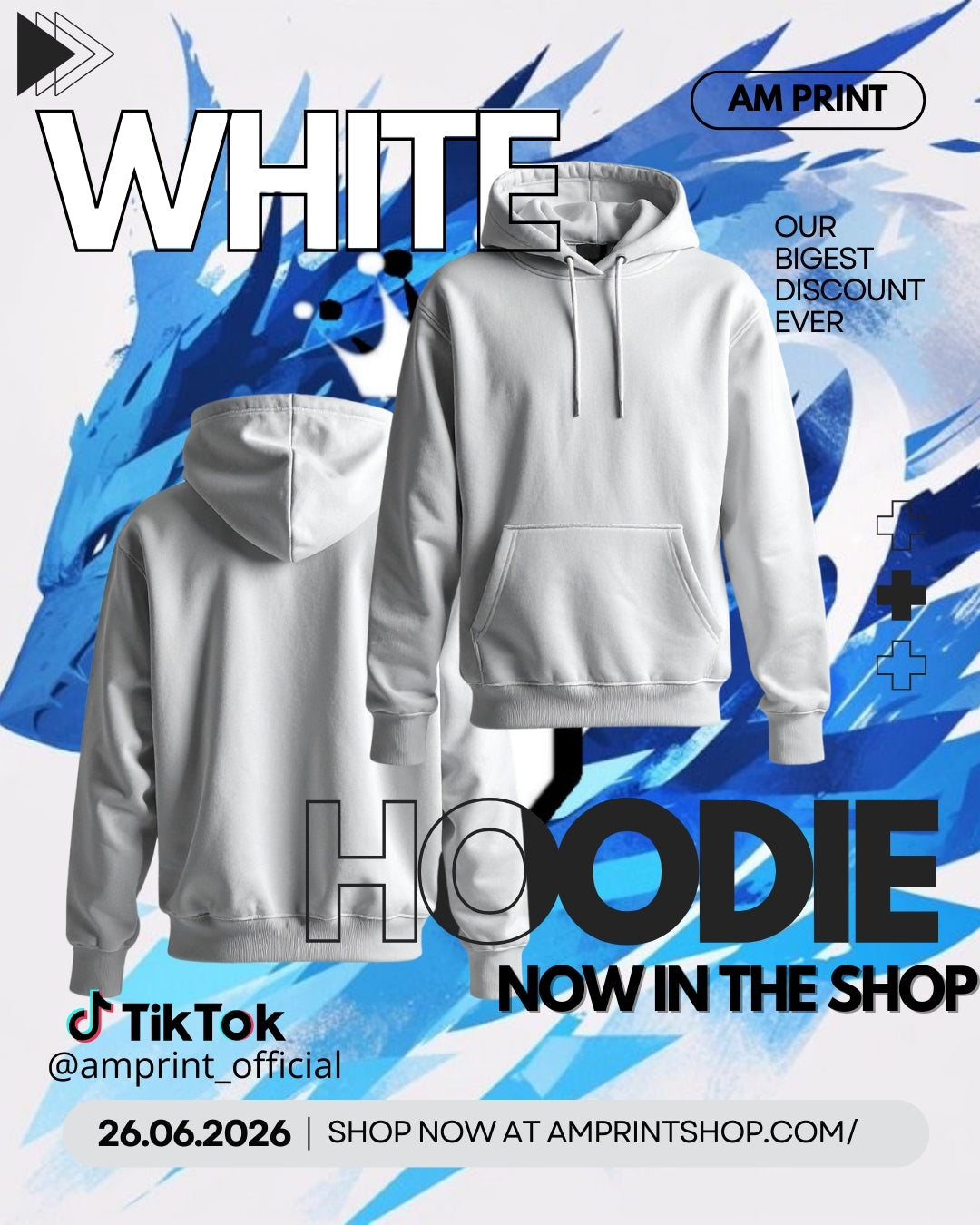 WHITE High-performance HOODIES - with sublimation printing | Professional printing for MEN