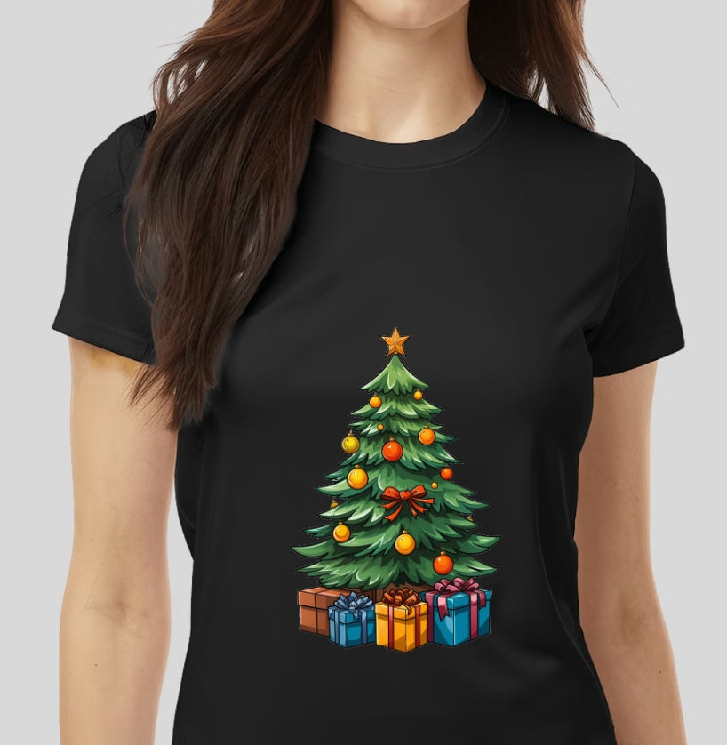 Women's Christmas Reindeer Print T Shirt Casual O-neck Short Sleeve T-Shirt Cute T-shirt Black Suitable All Seasons Tshirt Tops