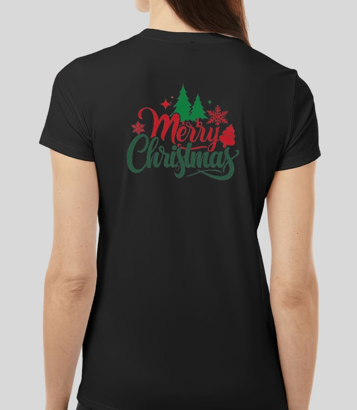 Women's Christmas Reindeer Print T Shirt Casual O-neck Short Sleeve T-Shirt Cute T-shirt Black Suitable All Seasons Tshirt Tops