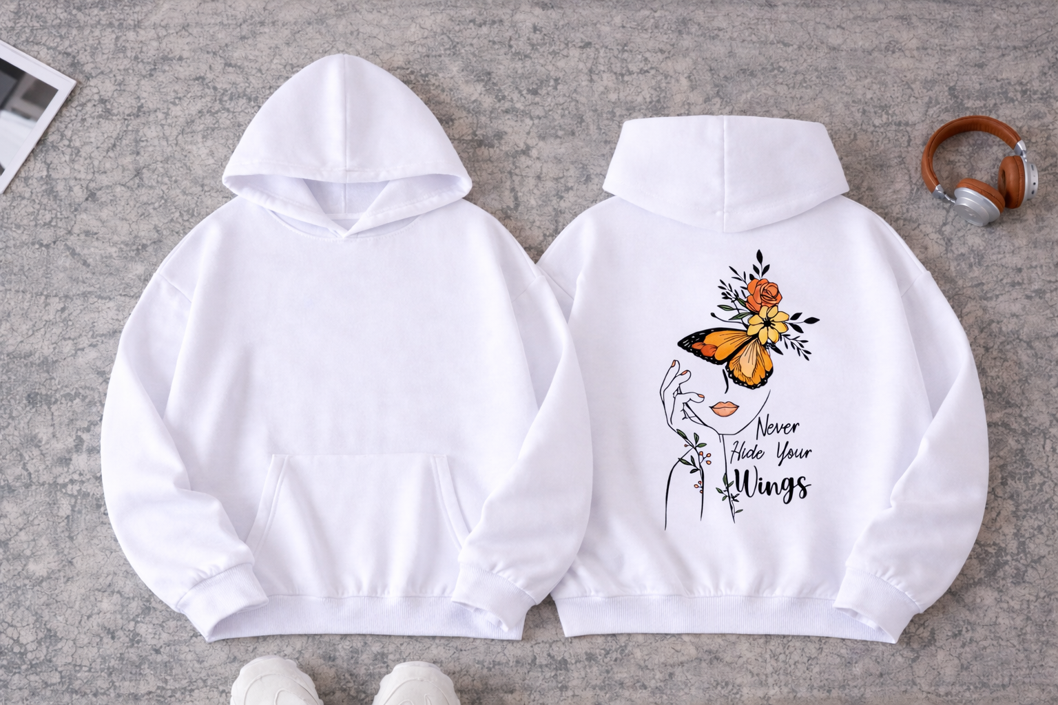 WONDERFUL HOODIES WHITE  High-performance with sublimation printing | Professional printing for WOMAN