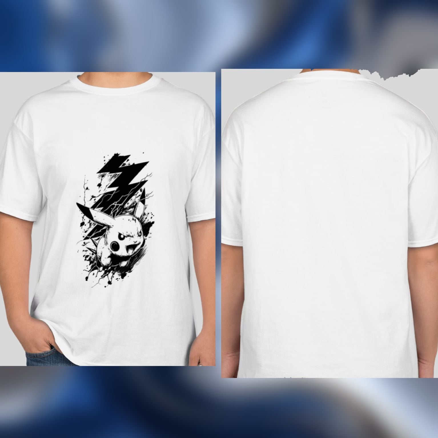 Pikachu Pokemon Anime Printed Short-sleeved T-shirt for Men